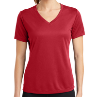 Sport Tek Women's PosiCharge ® RacerMesh ® V Neck Tee, True Red, Front view
