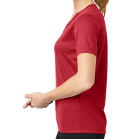 Sport Tek Women's PosiCharge ® RacerMesh ® V Neck Tee, True Red, Left Sleeve view