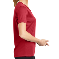 Sport Tek Women's PosiCharge ® RacerMesh ® V Neck Tee, True Red, Right Sleeve view