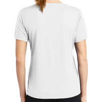 Sport Tek Women's PosiCharge ® RacerMesh ® V Neck Tee, White, Back view
