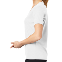Sport Tek Women's PosiCharge ® RacerMesh ® V Neck Tee, White, Left Sleeve view