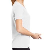 Sport Tek Women's PosiCharge ® RacerMesh ® V Neck Tee, White, Right Sleeve view