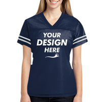 Sport Tek Women's PosiCharge ® Replica Jersey, True Navy / White, Front view, Mockup