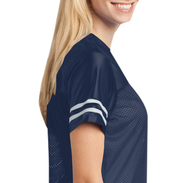 Sport Tek Women's PosiCharge ® Replica Jersey, True Navy / White, Right Sleeve (Short) view