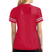 Sport Tek Women's PosiCharge ® Replica Jersey, True Red / White, Back view