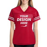 Sport Tek Women's PosiCharge ® Replica Jersey, True Red / White, Front view, Mockup