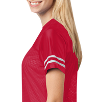 Sport Tek Women's PosiCharge ® Replica Jersey, True Red / White, Left Sleeve (Short) view