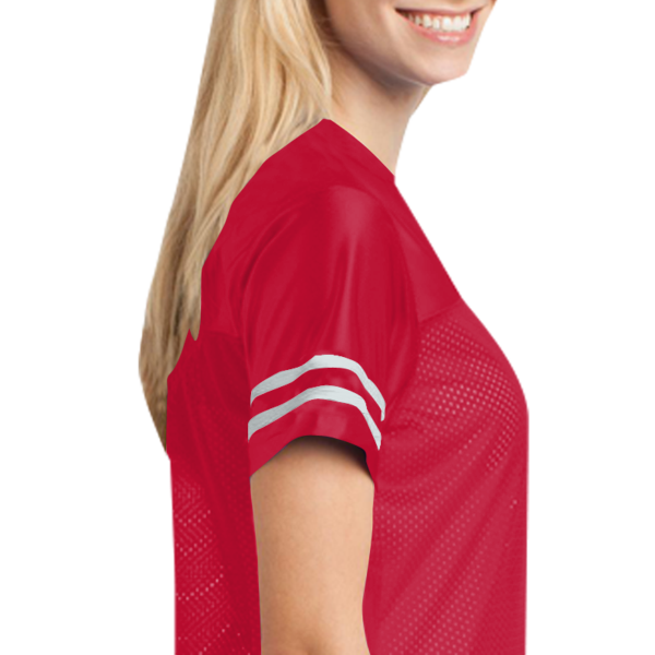 Sport Tek Women's PosiCharge ® Replica Jersey, True Red / White, Right Sleeve (Short) view