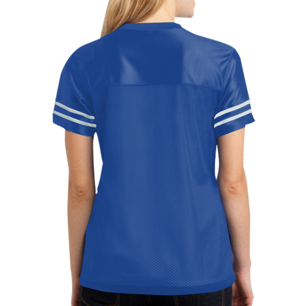 Sport Tek Women's PosiCharge ® Replica Jersey, True Royal / White, Back view