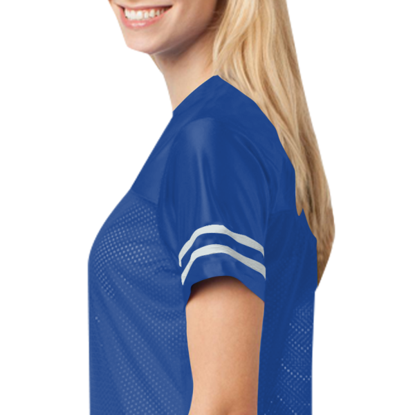 Sport Tek Women's PosiCharge ® Replica Jersey, True Royal / White, Left Sleeve (Short) view