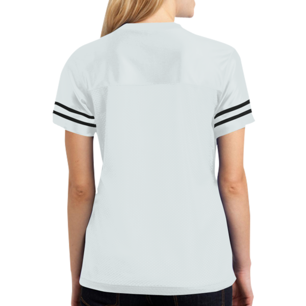 Sport Tek Women's PosiCharge ® Replica Jersey, White / Black, Back view