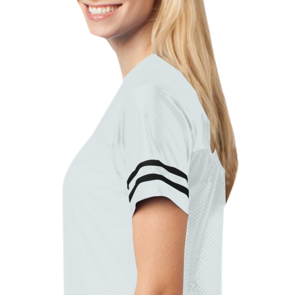 Sport Tek Women's PosiCharge ® Replica Jersey, White / Black, Left Sleeve (Short) view