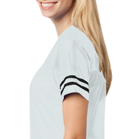 Sport Tek Women's PosiCharge ® Replica Jersey, White / Black, Left Sleeve (Short) view