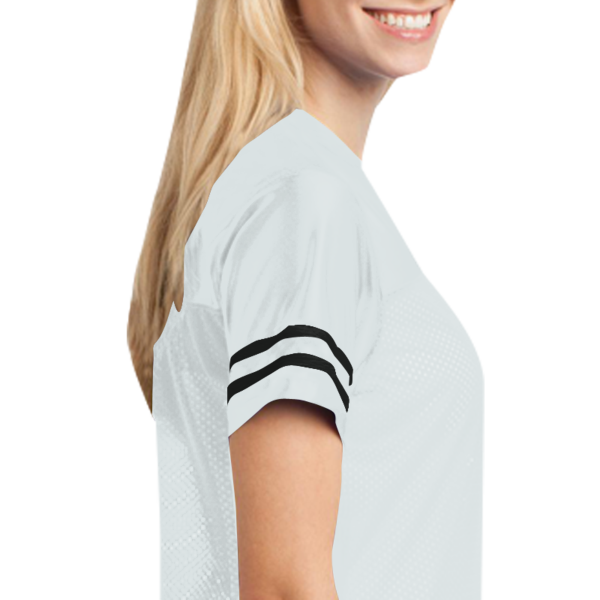 Sport Tek Women's PosiCharge ® Replica Jersey, White / Black, Right Sleeve (Short) view