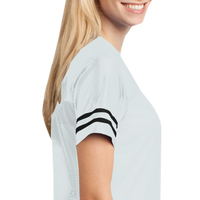Sport Tek Women's PosiCharge ® Replica Jersey, White / Black, Right Sleeve (Short) view