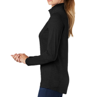 Sport Tek Women's PosiCharge ® Tri Blend Wicking 1/4 Zip Pullover, Black Triad Solid, Left Sleeve view