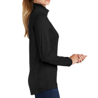 Sport Tek Women's PosiCharge ® Tri Blend Wicking 1/4 Zip Pullover, Black Triad Solid, Right Sleeve view