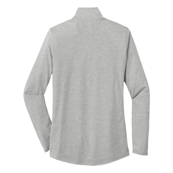 Sport Tek Women's PosiCharge ® Tri Blend Wicking 1/4 Zip Pullover, Light Grey Heather, Back view