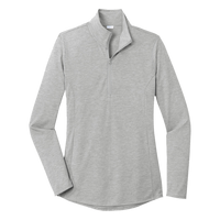 Sport Tek Women's PosiCharge ® Tri Blend Wicking 1/4 Zip Pullover, Light Grey Heather, Front view