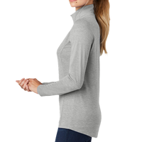 Sport Tek Women's PosiCharge ® Tri Blend Wicking 1/4 Zip Pullover, Light Grey Heather, Left Sleeve view