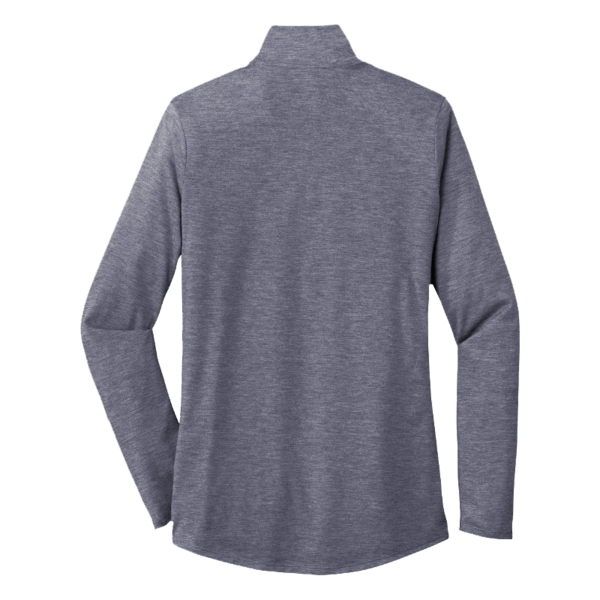 Sport Tek Women's PosiCharge ® Tri Blend Wicking 1/4 Zip Pullover, True Navy Heather, Back view