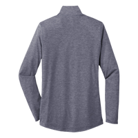 Sport Tek Women's PosiCharge ® Tri Blend Wicking 1/4 Zip Pullover, True Navy Heather, Back view