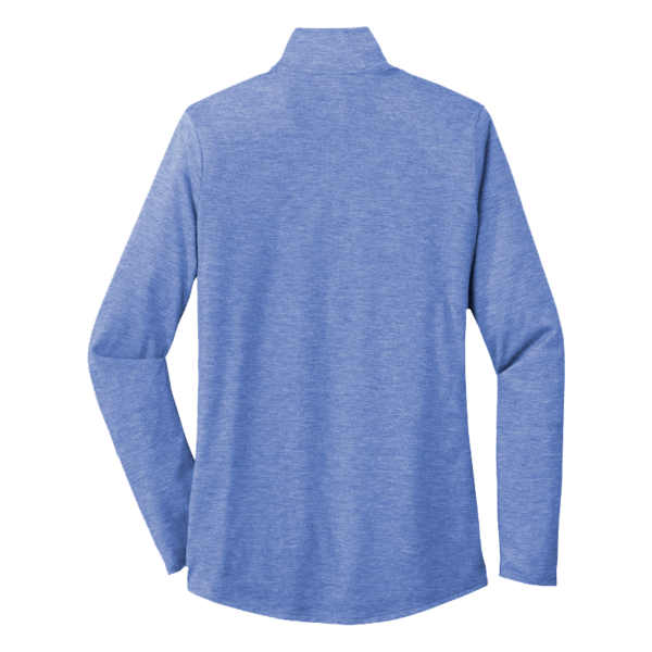 Sport Tek Women's PosiCharge ® Tri Blend Wicking 1/4 Zip Pullover, True Royal Heather, Back view
