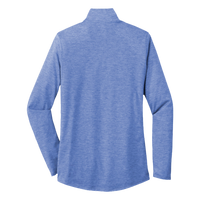 Sport Tek Women's PosiCharge ® Tri Blend Wicking 1/4 Zip Pullover, True Royal Heather, Back view