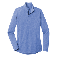 Sport Tek Women's PosiCharge ® Tri Blend Wicking 1/4 Zip Pullover, True Royal Heather, Front view