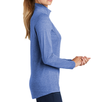 Sport Tek Women's PosiCharge ® Tri Blend Wicking 1/4 Zip Pullover, True Royal Heather, Right Sleeve view