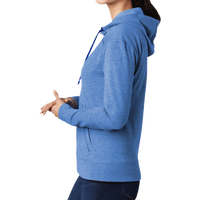 Sport Tek Women's PosiCharge ® Tri Blend Wicking Fleece Full Zip Hooded Jacket, True Royal Heather, Left Sleeve view
