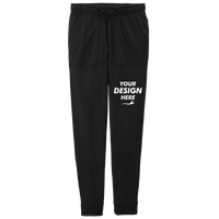 Sport Tek Women's PosiCharge ® Tri Blend Wicking Fleece Jogger, Black Triad Solid, Front view, Mockup