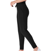 Sport Tek Women's PosiCharge ® Tri Blend Wicking Fleece Jogger, Black Triad Solid, Left Side view