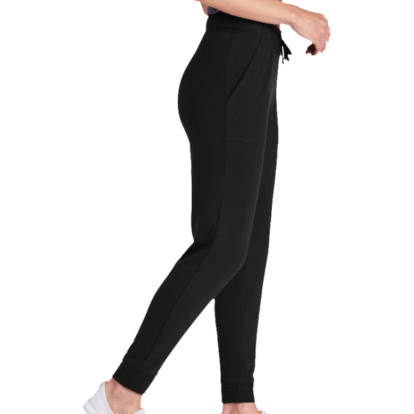 Sport Tek Women's PosiCharge ® Tri Blend Wicking Fleece Jogger, Black Triad Solid, Right Side view