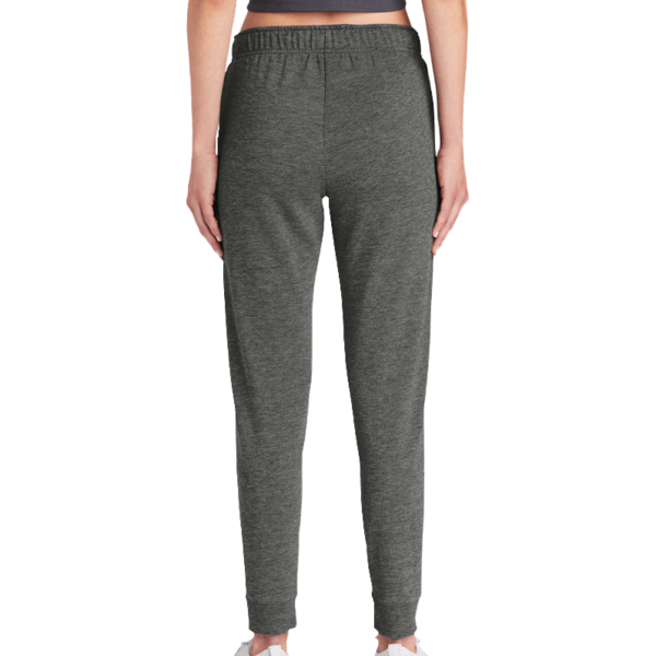 Sport Tek Women's PosiCharge ® Tri Blend Wicking Fleece Jogger, Dark Grey Heather, Back view
