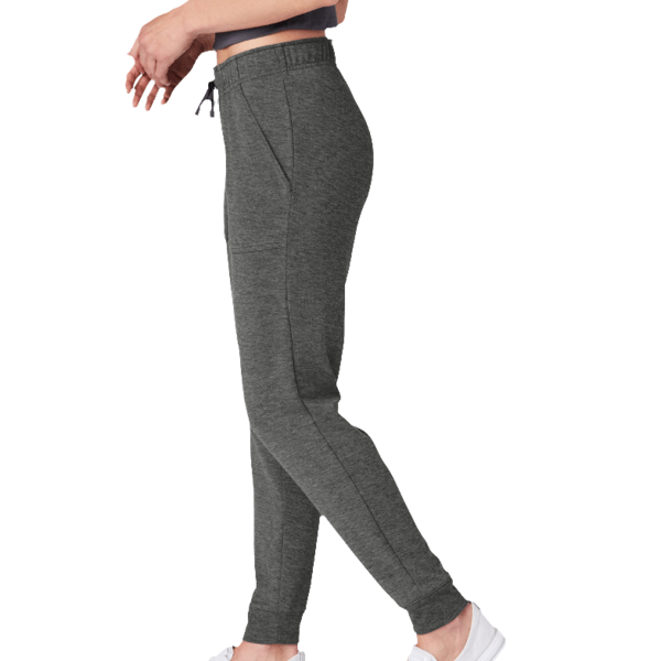 Sport Tek Women's PosiCharge ® Tri Blend Wicking Fleece Jogger, Dark Grey Heather, Left Side view