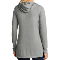 Sport Tek Women's PosiCharge ® Tri Blend Wicking Long Sleeve Hoodie, Light Grey Heather, Back view