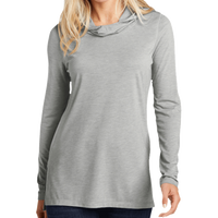 Sport Tek Women's PosiCharge ® Tri Blend Wicking Long Sleeve Hoodie, Light Grey Heather, Front view