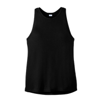 Sport Tek Women's PosiCharge ® Tri Blend Wicking Tank, Black Triad Solid, Front view