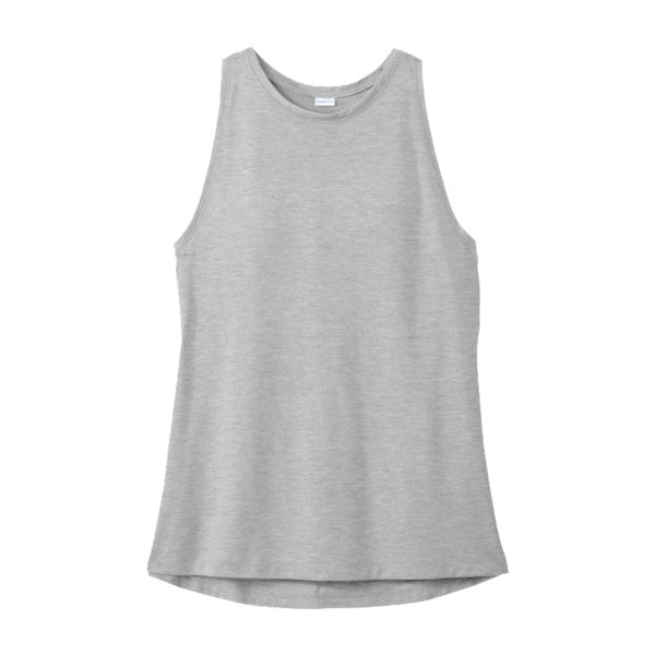 Sport Tek Women's PosiCharge ® Tri Blend Wicking Tank, Light Grey Heather, Front view