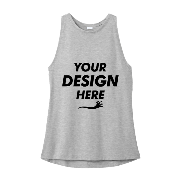 Sport Tek Women's PosiCharge ® Tri Blend Wicking Tank, Light Grey Heather, Front view, Mockup