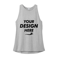 Sport Tek Women's PosiCharge ® Tri Blend Wicking Tank, Light Grey Heather, Front view, Mockup