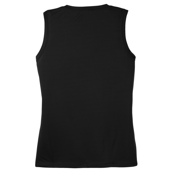 Sport Tek Women's Sleeveless PosiCharge ® Competitor V Neck Tee, Black, Back view