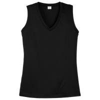 Sport Tek Women's Sleeveless PosiCharge ® Competitor V Neck Tee, Black, Front view