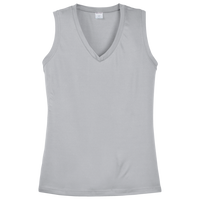 Sport Tek Women's Sleeveless PosiCharge ® Competitor V Neck Tee, Silver, Front view