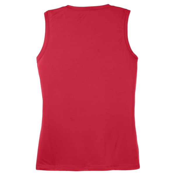 Sport Tek Women's Sleeveless PosiCharge ® Competitor V Neck Tee, True Red, Back view