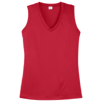 Sport Tek Women's Sleeveless PosiCharge ® Competitor V Neck Tee, True Red, Front view