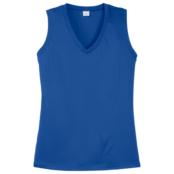 Sport Tek Women's Sleeveless PosiCharge ® Competitor V Neck Tee, True Royal, Front view