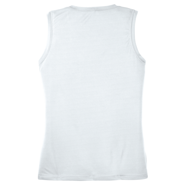 Sport Tek Women's Sleeveless PosiCharge ® Competitor V Neck Tee, White, Back view