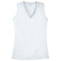 Sport Tek Women's Sleeveless PosiCharge ® Competitor V Neck Tee, White, Front view